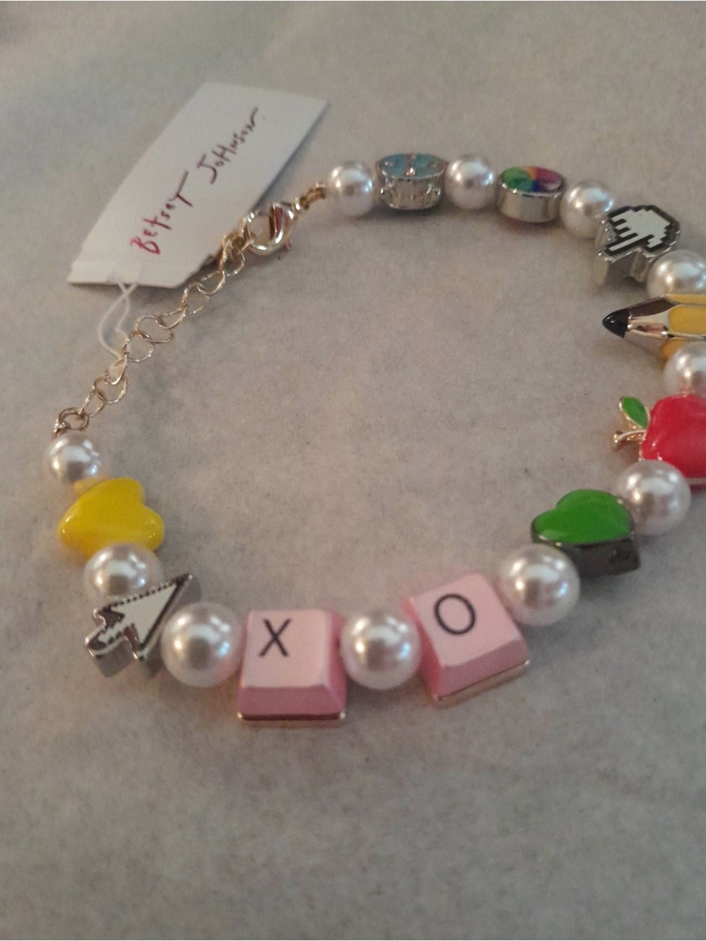 Betsey Johnson School Pearl Charm Bracelet